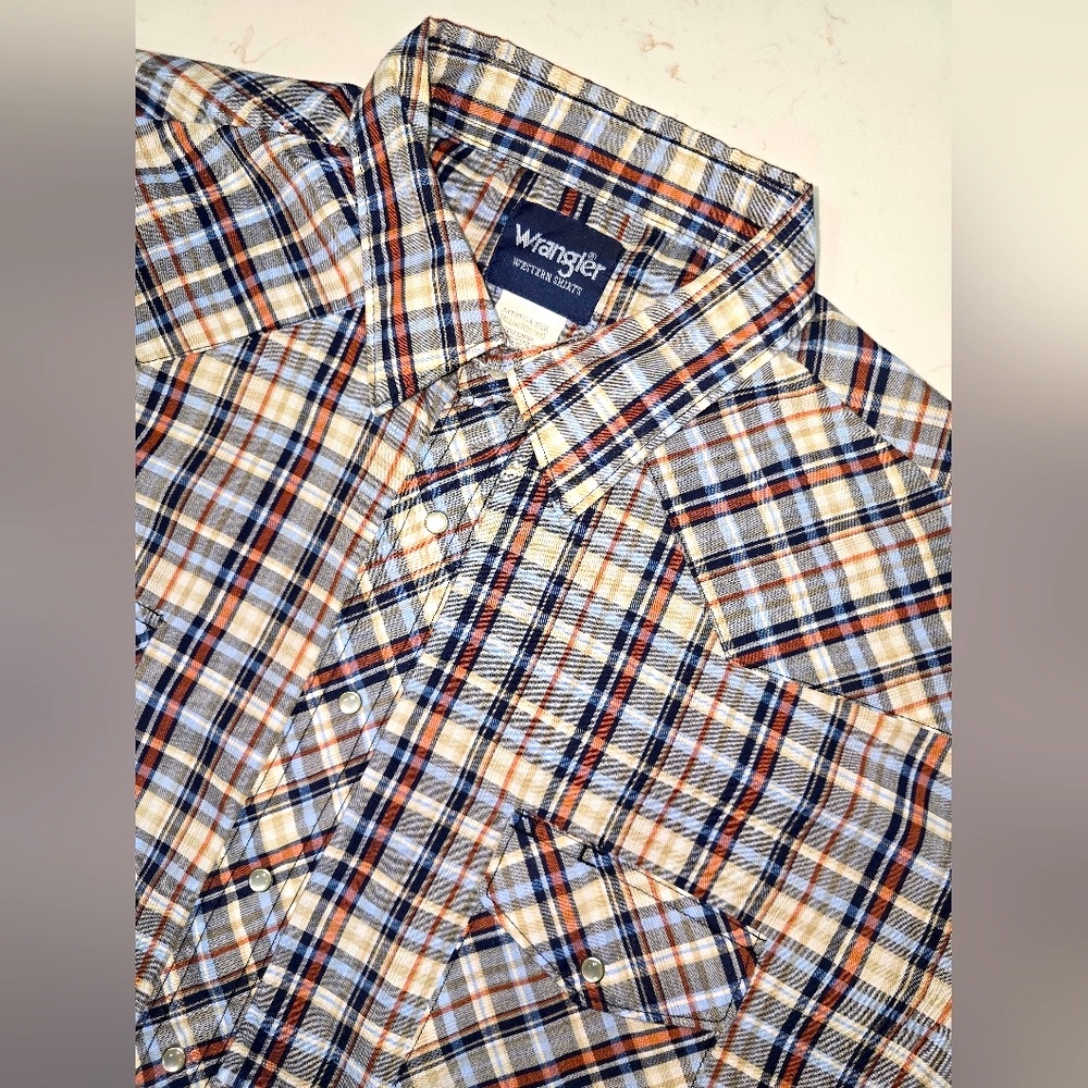 VTG Wrangler Pearl Snap Western Cowboy‎ Wrancher Y2K Mens Short Sleeve Size 3XT